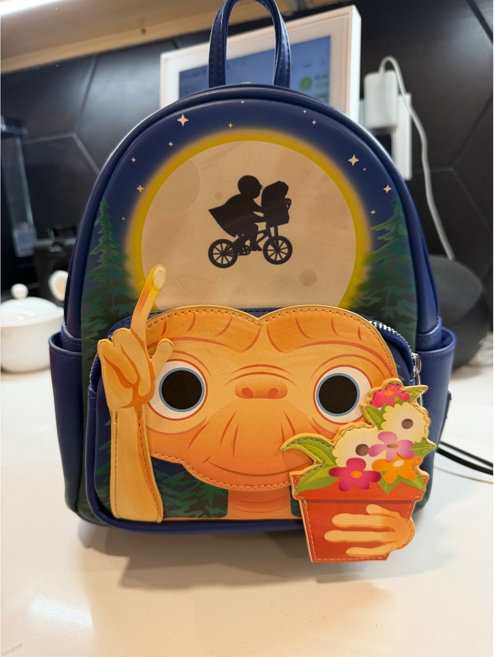 Loungefly E.T. Mini Backpack with 3D Front Pocket and Scenic Back Design